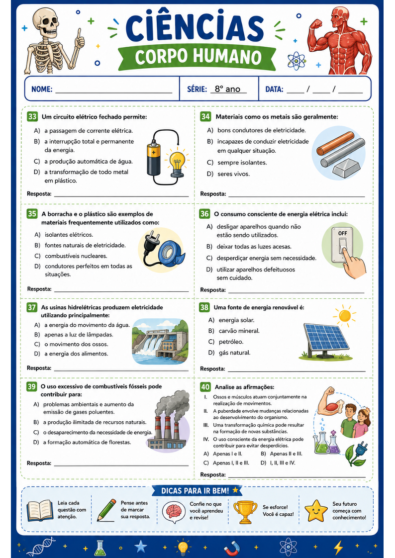 Página de atividade de Ciências 6
